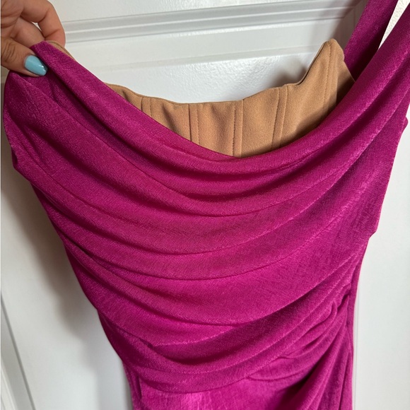 Berry Slinky One Shoulder Dress Corset Top - Picture 11 of 11